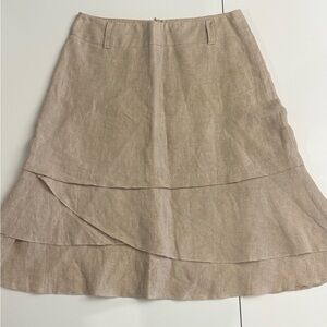 Max & Co. Beige A-Line Skirt Pure Linen Made In Italy Size S/M